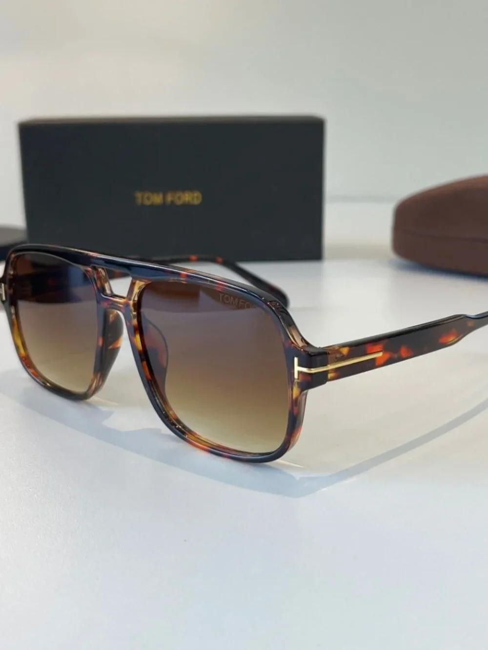 TOM FORD—Amber-Frame Sunglasses with Brown Lenses